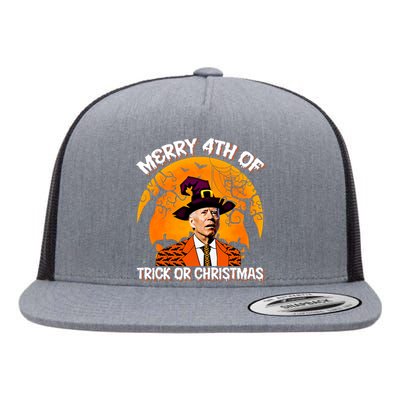 Joe Biden Merry 4th Of Halloween Trick Or Treat Christmas Flat Bill Trucker Hat