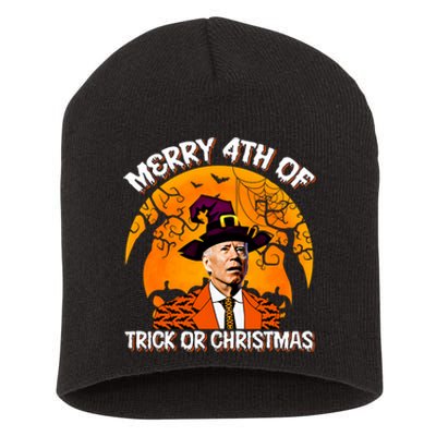 Joe Biden Merry 4th Of Halloween Trick Or Treat Christmas Short Acrylic Beanie