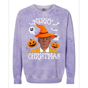 Joe Biden Merry Christmas Halloween Jokes Pumpkin Ghost Colorblast Crewneck Sweatshirt