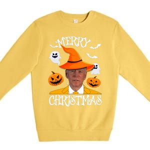 Joe Biden Merry Christmas Halloween Jokes Pumpkin Ghost Premium Crewneck Sweatshirt