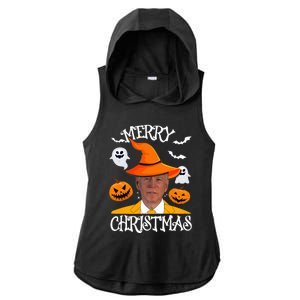 Joe Biden Merry Christmas Halloween Jokes Pumpkin Ghost Ladies PosiCharge Tri-Blend Wicking Draft Hoodie Tank