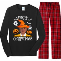 Joe Biden Merry Christmas Halloween Jokes Pumpkin Ghost Long Sleeve Pajama Set