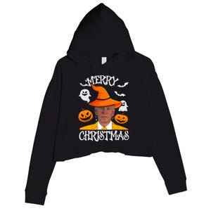 Joe Biden Merry Christmas Halloween Jokes Pumpkin Ghost Crop Fleece Hoodie