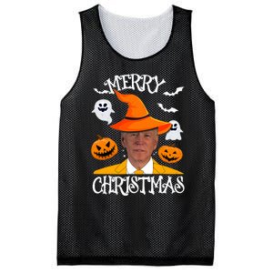 Joe Biden Merry Christmas Halloween Jokes Pumpkin Ghost Mesh Reversible Basketball Jersey Tank