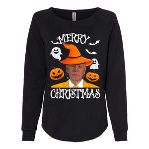 Joe Biden Merry Christmas Halloween Jokes Pumpkin Ghost Womens California Wash Sweatshirt