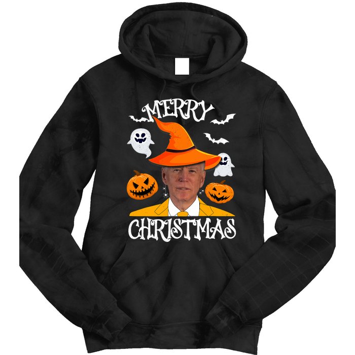 Joe Biden Merry Christmas Halloween Jokes Pumpkin Ghost Tie Dye Hoodie