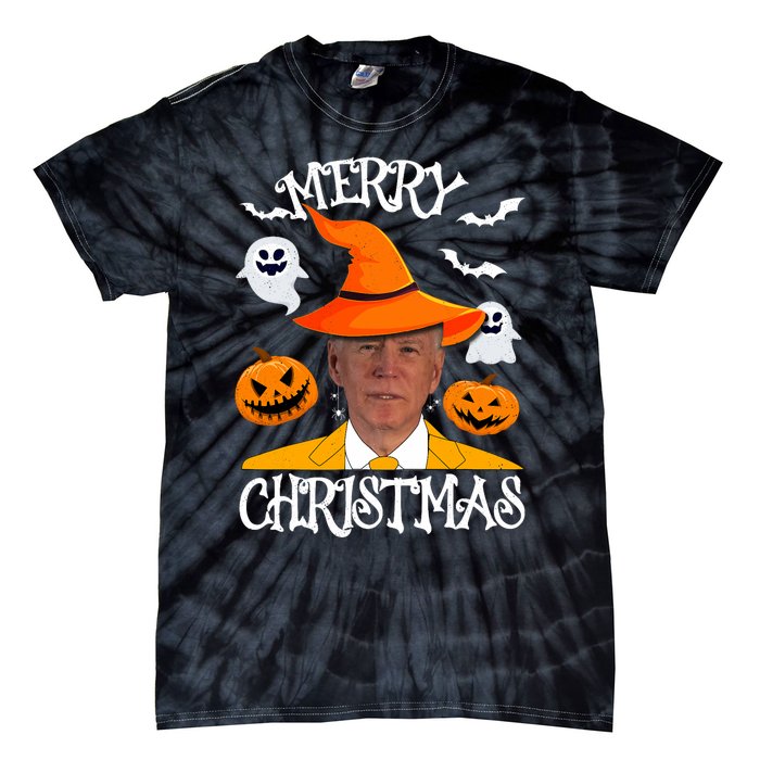 Joe Biden Merry Christmas Halloween Jokes Pumpkin Ghost Tie-Dye T-Shirt