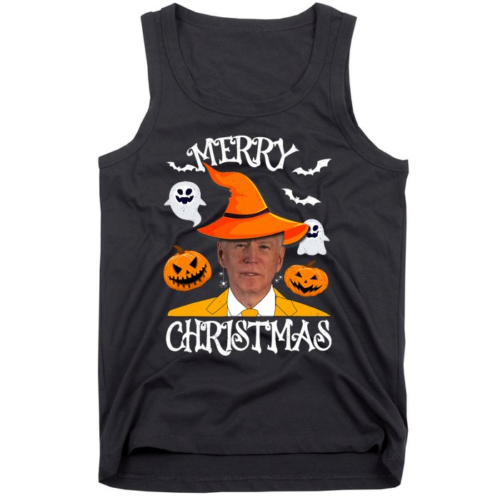 Joe Biden Merry Christmas Halloween Jokes Pumpkin Ghost Tank Top