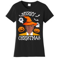 Joe Biden Merry Christmas Halloween Jokes Pumpkin Ghost Women's T-Shirt