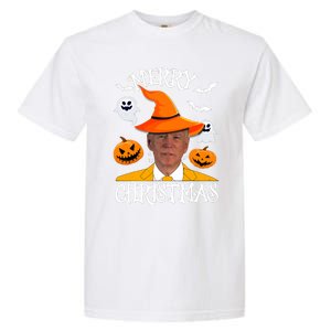 Joe Biden Merry Christmas Halloween Jokes Pumpkin Ghost Garment-Dyed Heavyweight T-Shirt