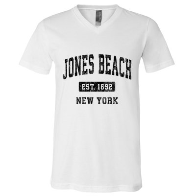 Jones Beach New York Ny Vintage Established Athletic Sports Design V-Neck T-Shirt