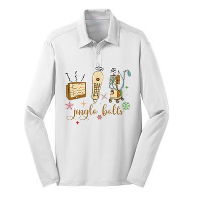 Jingle Bells Nurse Christmas Icu Nicu Rn Er Cvicu Tech Nurse Silk Touch Performance Long Sleeve Polo