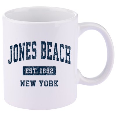 Jones Beach New York Ny Vintage Athletic Sports 11oz C Handle Ceramic Mug