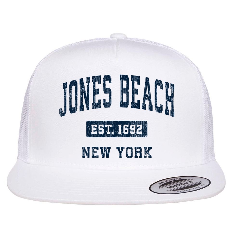 Jones Beach New York Ny Vintage Athletic Sports Flat Bill Trucker Hat
