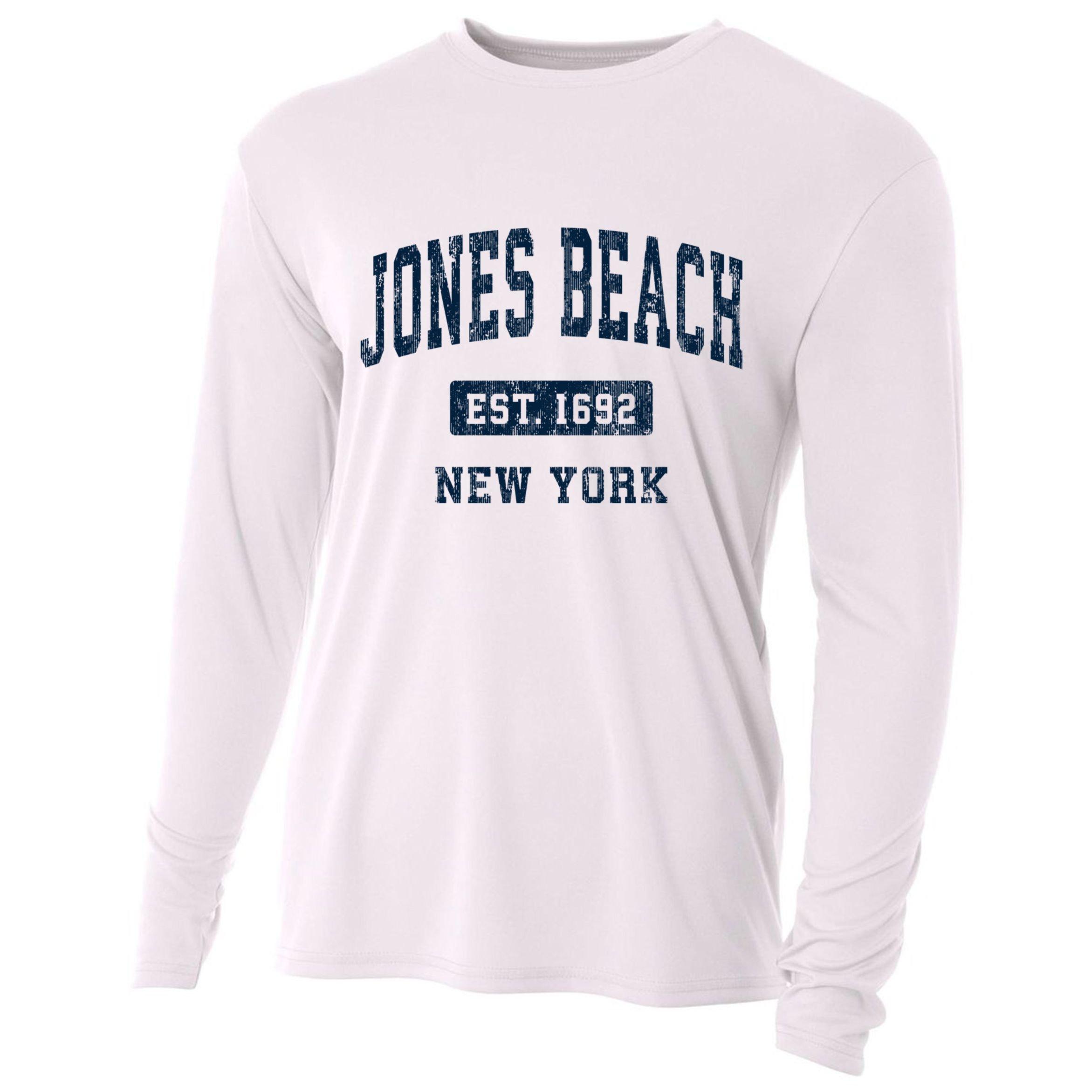 Jones Beach New York Ny Vintage Athletic Sports Cooling Performance Long Sleeve Crew