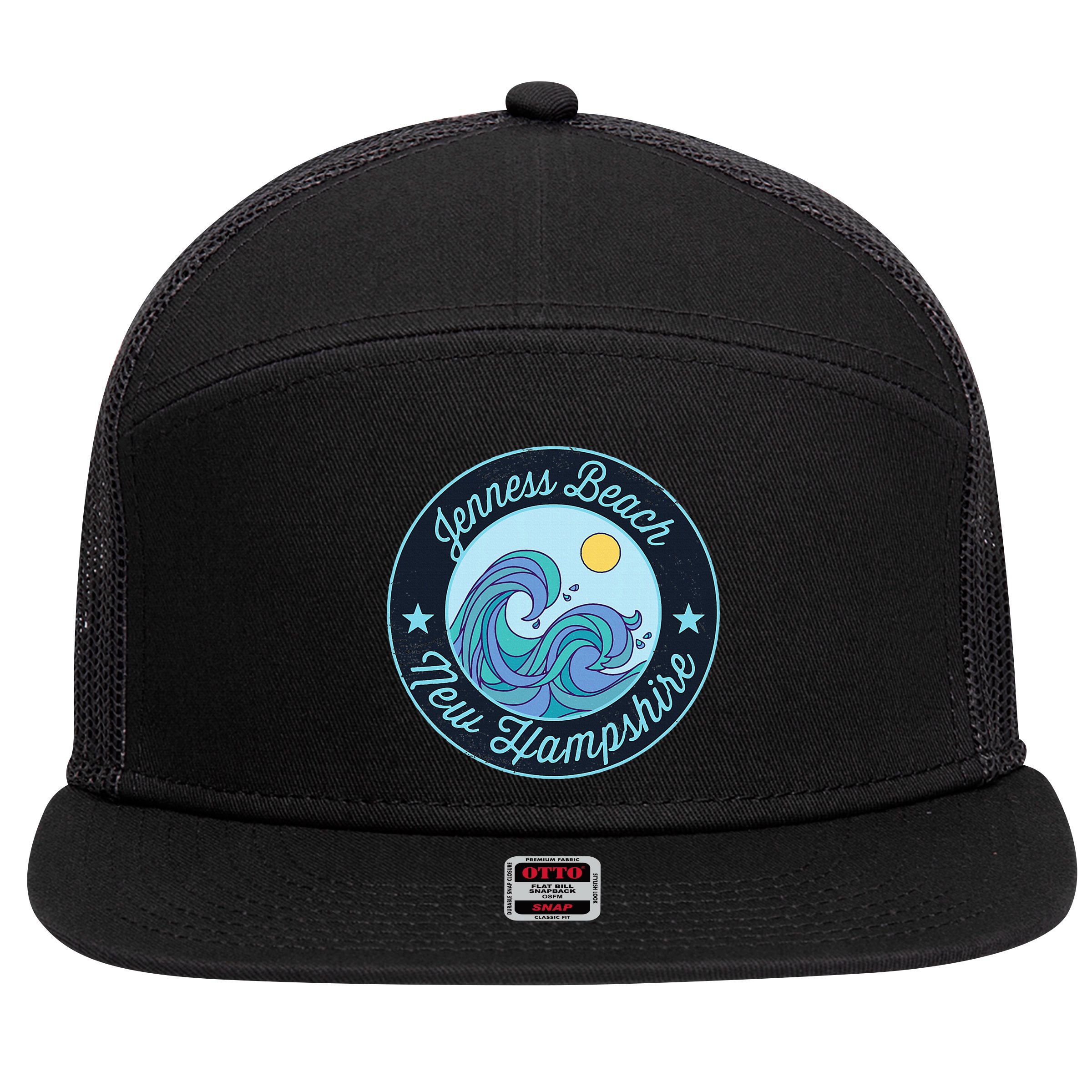Jenness Beach Nh New Hampshire Souvenir Nautical Surfer Grap 7 Panel Mesh Trucker Snapback Hat