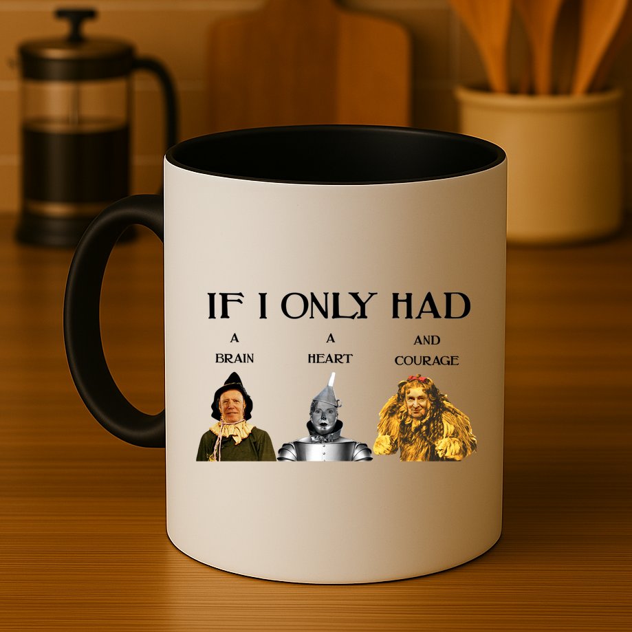 Joe Biden Nancy Pelosi Chuck Schumer Scarecrow Tin Woodman Lion Mug