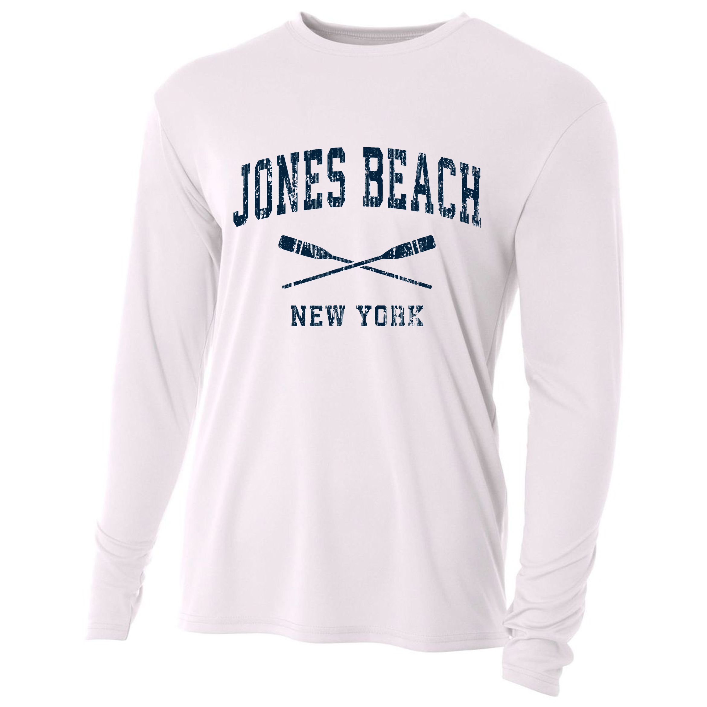 Jones Beach New York Vintage Nautical Paddles Sports Oars Cooling Performance Long Sleeve Crew