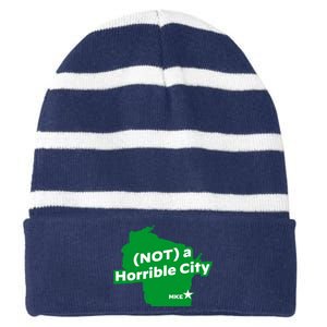 Joe Biden Not A Horrible City Milwaukee Anti Donald Trump Striped Beanie with Solid Band