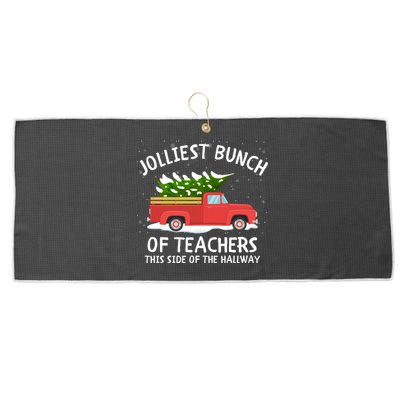 Jolliest Bunch Of Teachers This Side Of The Hallway Large Microfiber Waffle Golf Towel