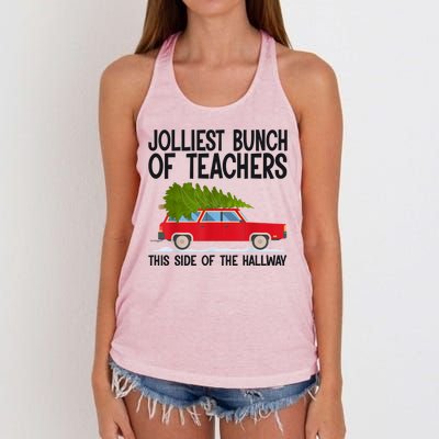 Jolliest Bunch Of Teachers This Side Of The Hallway Women's Knotted Racerback Tank