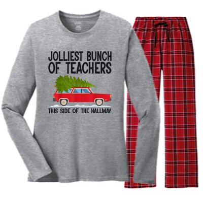 Jolliest Bunch Of Teachers This Side Of The Hallway Women's Long Sleeve Flannel Pajama Set 