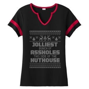 Jolliest Bunch Of Assholes This Side Of The Nut House Xmas Ladies Halftime Notch Neck Tee