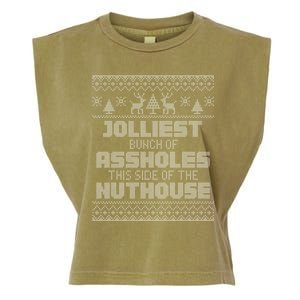 Jolliest Bunch Of Assholes This Side Of The Nut House Xmas Garment-Dyed Women's Muscle Tee