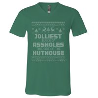 Jolliest Bunch Of Assholes This Side Of The Nut House Xmas V-Neck T-Shirt