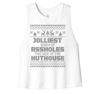 Jolliest Bunch Of Assholes This Side Of The Nut House Xmas Women's Racerback Cropped Tank