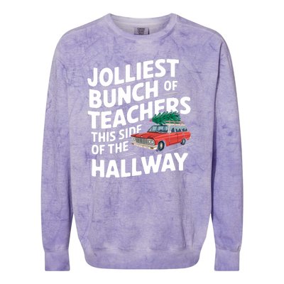 Jolliest Bunch Of Teachers This Side Of The Hallway Xmas Colorblast Crewneck Sweatshirt