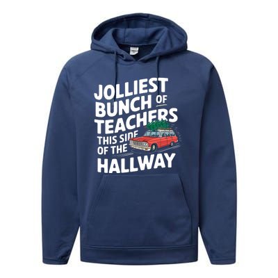 Jolliest Bunch Of Teachers This Side Of The Hallway Xmas Performance Fleece Hoodie