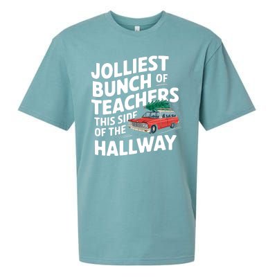 Jolliest Bunch Of Teachers This Side Of The Hallway Xmas Sueded Cloud Jersey T-Shirt