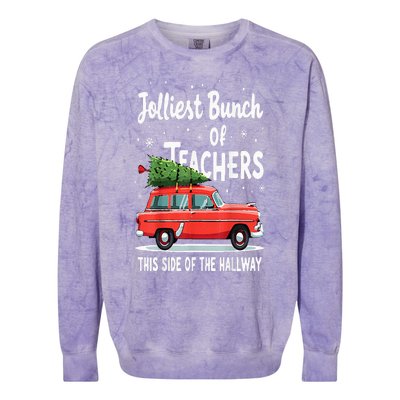 Jolliest Bunch Of Teachers This Side Of The Hallway Xmas Pj Colorblast Crewneck Sweatshirt