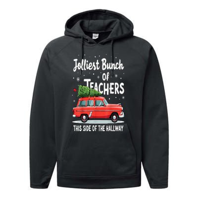 Jolliest Bunch Of Teachers This Side Of The Hallway Xmas Pj Performance Fleece Hoodie