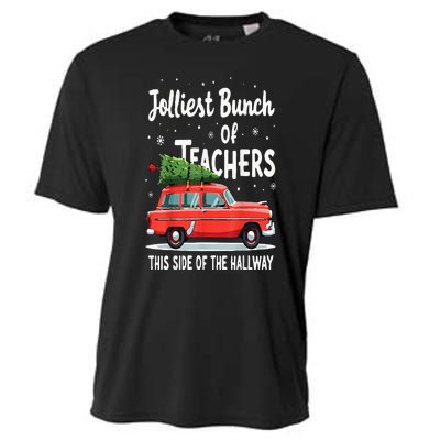 Jolliest Bunch Of Teachers This Side Of The Hallway Xmas Pj Cooling Performance Crew T-Shirt