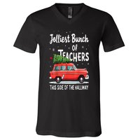 Jolliest Bunch Of Teachers This Side Of The Hallway Xmas Pj V-Neck T-Shirt