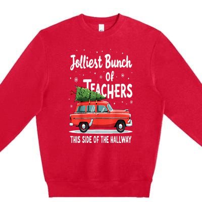 Jolliest Bunch Of Teachers This Side Of The Hallway Xmas Pj Premium Crewneck Sweatshirt