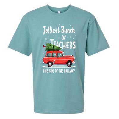 Jolliest Bunch Of Teachers This Side Of The Hallway Xmas Pj Sueded Cloud Jersey T-Shirt