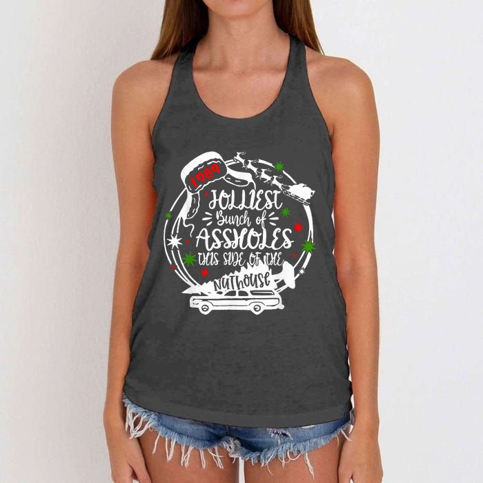 Jolliest Bunch Of Assholes This Side Of The Nut House Xmas  Women's Knotted Racerback Tank