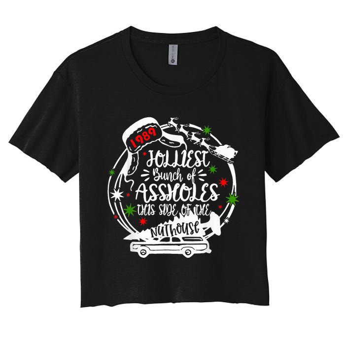 Jolliest Bunch Of Assholes This Side Of The Nut House Xmas  Women's Crop Top Tee