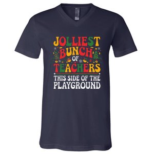 Jolliest Bunch Of Teachers This Side Of The Playground Xmas V-Neck T-Shirt