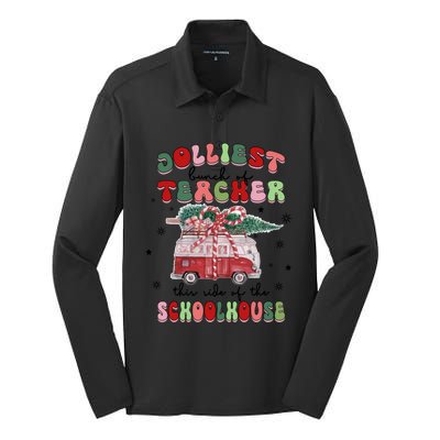 Jolliest Bunch Of Teacher This Side Of The Schoolhouse Xmas Cool Gift Silk Touch Performance Long Sleeve Polo