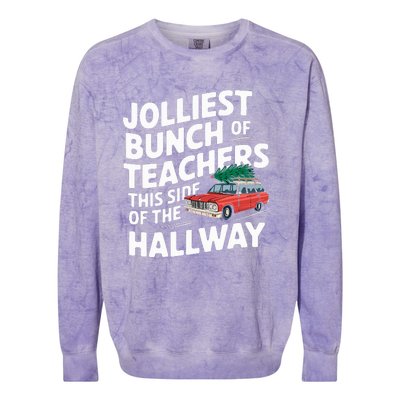 Jolliest Bunch Of Teachers This Side Of The Hallway Xmas Colorblast Crewneck Sweatshirt