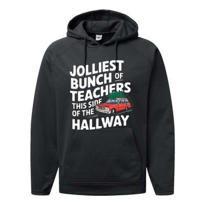 Jolliest Bunch Of Teachers This Side Of The Hallway Xmas Performance Fleece Hoodie