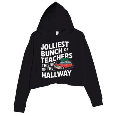 Jolliest Bunch Of Teachers This Side Of The Hallway Xmas Crop Fleece Hoodie