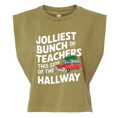 Jolliest Bunch Of Teachers This Side Of The Hallway Xmas Garment-Dyed Women's Muscle Tee