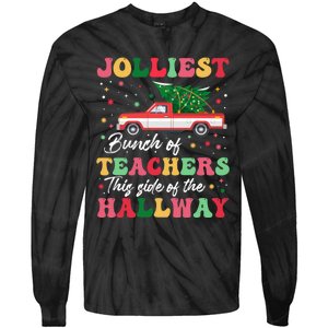 Jolliest Bunch Of Teachers This Side Of The Hallway Xmas Pj Tie-Dye Long Sleeve Shirt