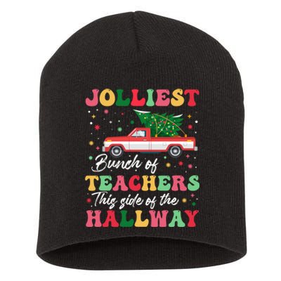 Jolliest Bunch Of Teachers This Side Of The Hallway Xmas Pj Short Acrylic Beanie