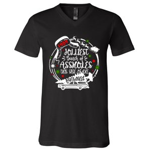 Jolliest Bunch Of Assholes This Side Of The Nut House Xmas V-Neck T-Shirt